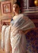 Designer Wedding Wear Shimmer Net Grey Color Saree